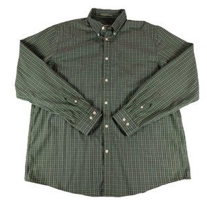 Eddie Bauer Long Sleeve Button Down Shirt Mens Size XL Green Check Pattern